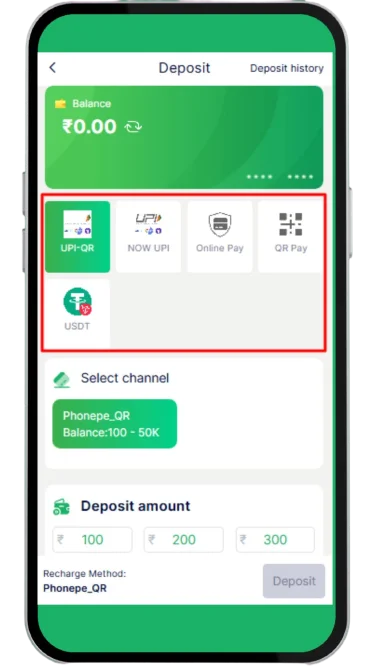 Deposit payment methods